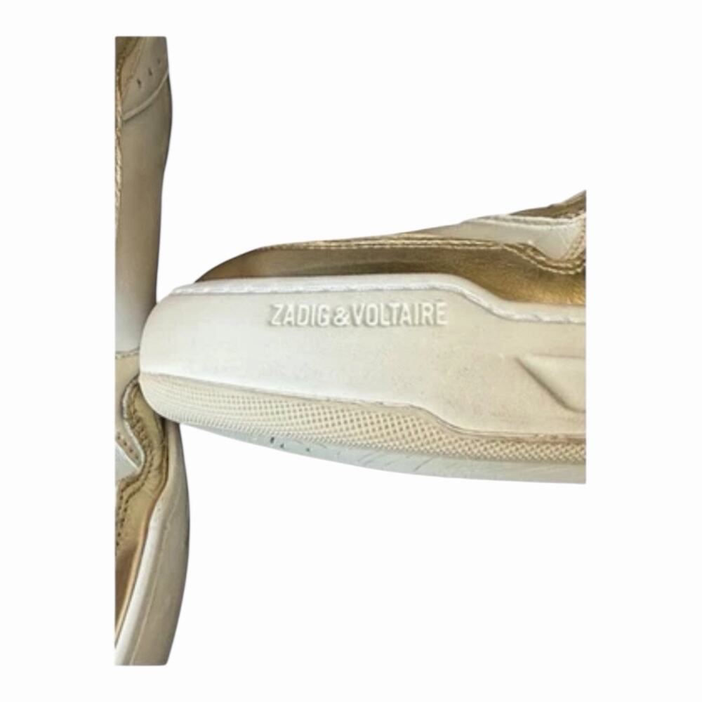 Zadig & Voltaire Wings Flash Vintage Metal Used Sneakers Size 38 White Gold NIB - Picture 13 of 16